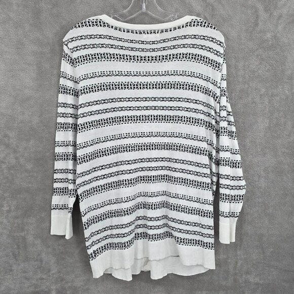 Merona Cardigan Sweater Bundle XXL Black White Grey Stripe Bling Button Up Knit - Picture 12 of 13